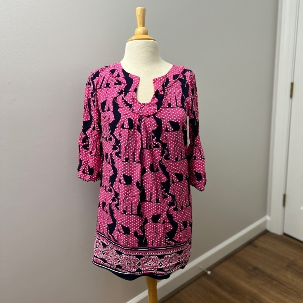 Crown & Ivy Pink Elephant Dress/Cover up Sz 2 - Picture 3 of 13